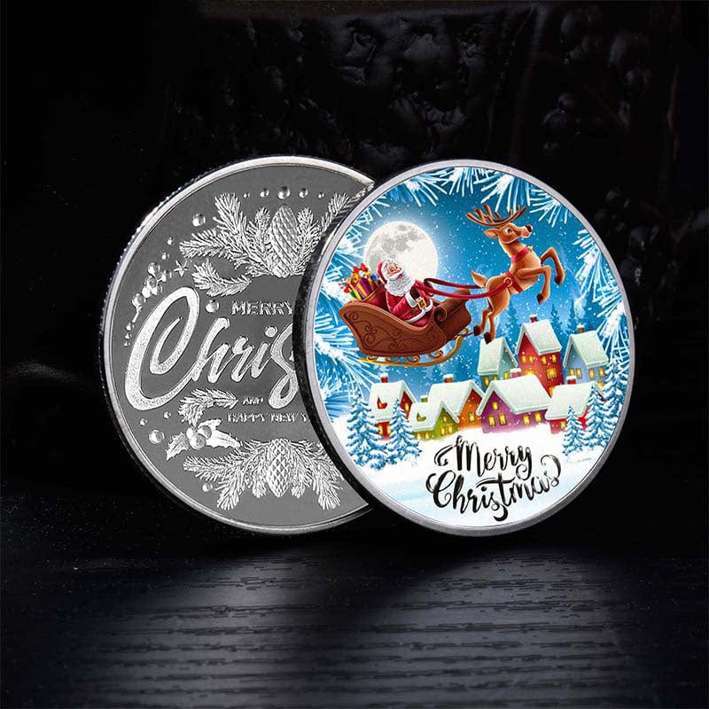 Colorful Silver Coin Christmas Silver Coin Santa