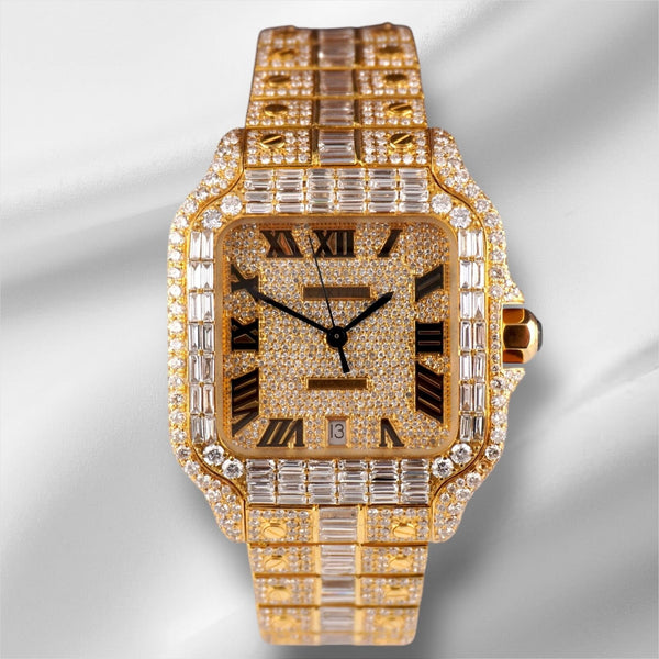 Gold Iced Out Watch, Iced Out Cartier Watch, Iced Out G Shock, Iced Out Cartier Santos, Iced Out Ap, Audemars Piguet Iced Out, Audemar Iced Out, Ice Out G Shock, Iced Rolex,