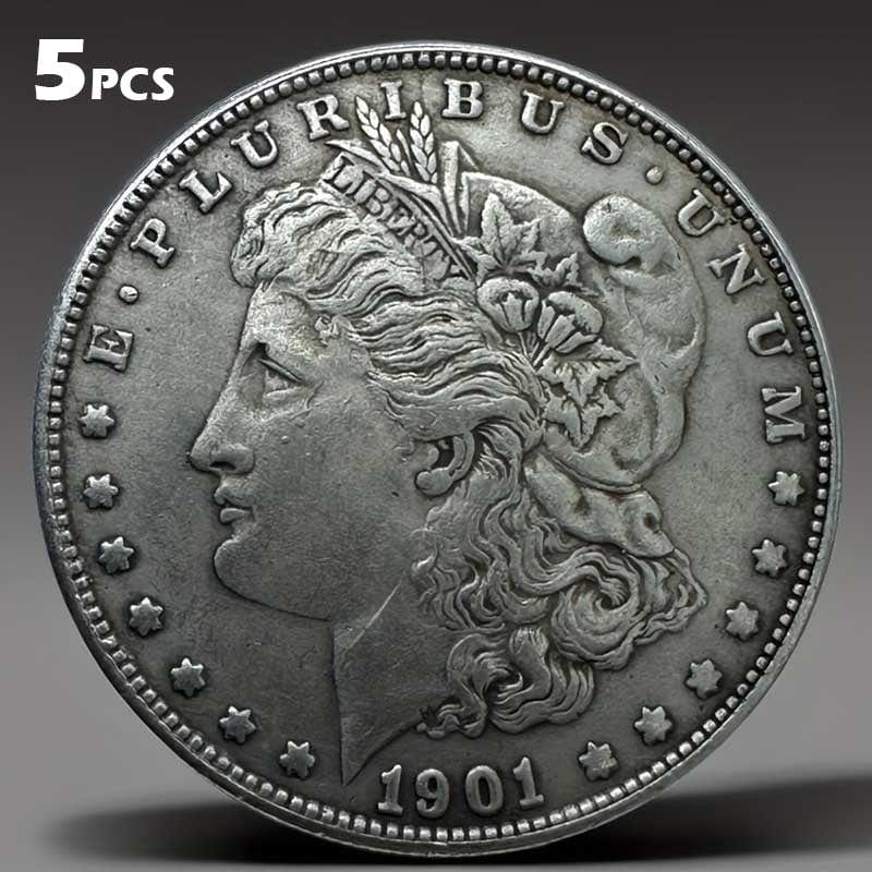 5 Pcs 1901 P Morgan Silver Dollar Coins