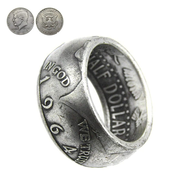 half dollar ring, half dollar coin ring, liberty half dollar ring, walking liberty half dollar ring, kennedy coin ring,  silver ring, silver rings for women, claddagh rings, ladies silver rings, gold ring, gold rings for women, gold rings for men, silver male rings,