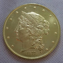 Fifty, Cent, Piece, 1877, coin, gold,