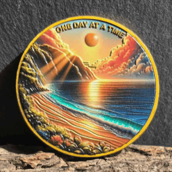Serene Coin, Beach Coin, medallion coin, aa coins, aa medallions, na medallions, narcotics anonymous medallions, coin beach, aa sobriety medallions, commemorative medallion, 2011 50p olympics, bit coin beach,