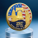 250th Anniversary Commemorative Coins - en American Flag & Liberty Bell Design Collectible Coins