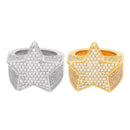 2 Pcs Hip Hop Five-Star Ring – Silver Gold Rings Jewelry Rhinestone