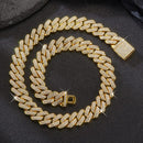 3 Pcs Necklace - Bracelet - Watch - Cuban Chain Watch - Miami Curb Iced Out Paved Rhinestone Rapper Cuban