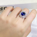 Fashion Princess Cut 5.5CT Blue Sapphire Natural Zircon Silver - Engagement wedding Party Ring