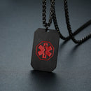 Medic Alert Necklace - Engraved Stainless Steel Dog Tag for Diabetes Emergency