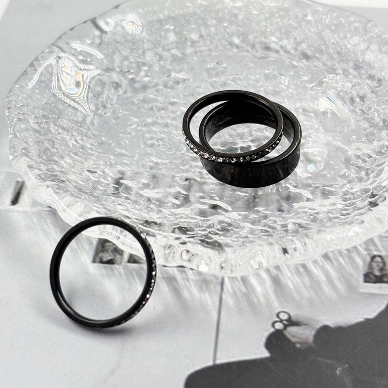 Black Plated Stacking Ring for Oura – Non Tarnish Cubic Zirconia Promise & Wedding Ring