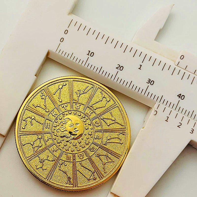 Set 12 Pcs Gold Zodiac Blue Coin