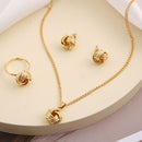 Gold Alloy Twist Knot Jewelry Set – Gold Necklace Earring Set