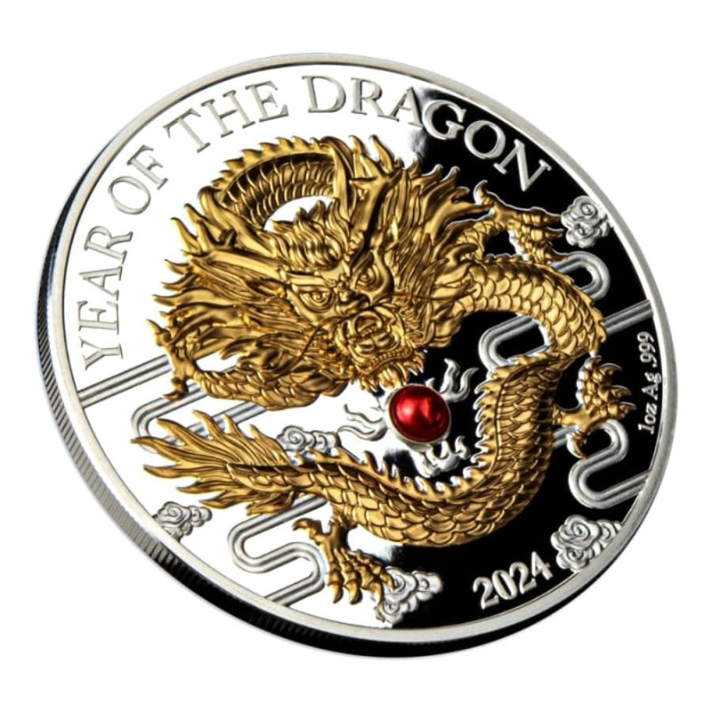 2024 D Year of The Dragon 1 oz silver, Year, Dragon, Dragon Coin, Dragon Silver,