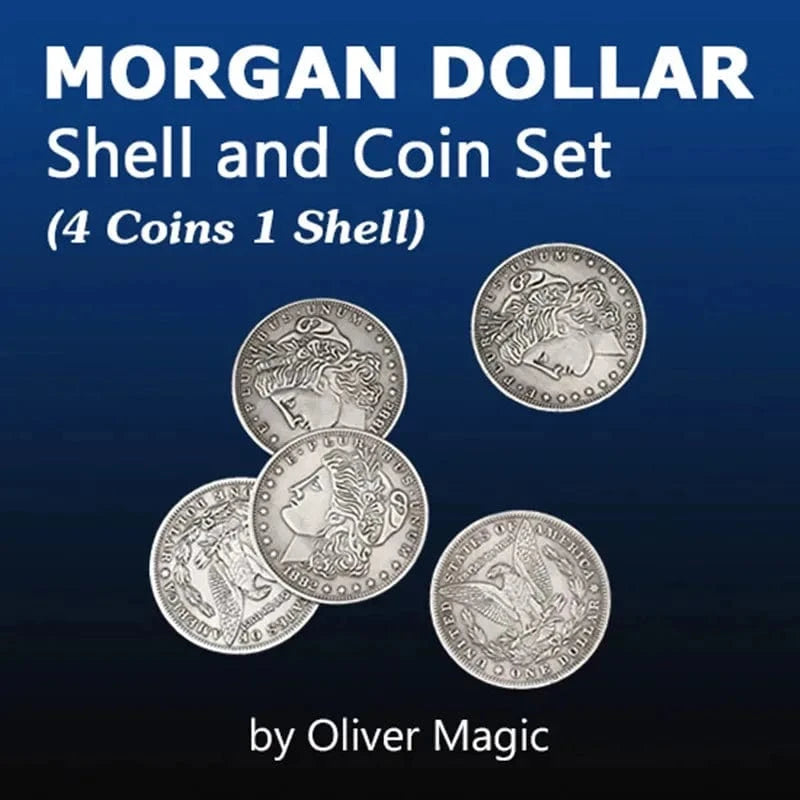 Morgan Dollar Shell and Coin Set (4 Coins 1 Shell) Magic Tricks Coin Appear Vanish Magia Props Close Up