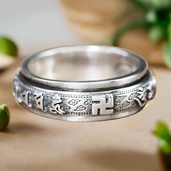 Rotatable Ring, Embossed Ring, Mantra Ring, feng shui pixiu mantra ring, feng shui pixiu mantra ring original, feng shui mantra ring, fengshui pixiu mantra ring, spinning anxiety ring, pixiu mantra ring, spinning sunflower ring,