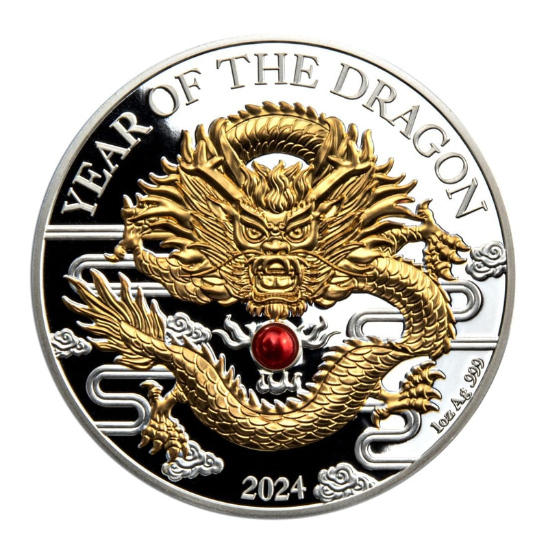 2024 D Year of The Dragon 1 oz silver, Year, Dragon, Dragon Coin, Dragon Silver,
