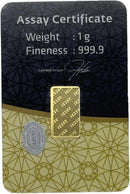 1g IGR Gold Bar in Assay Card - Certified Gold Refinery