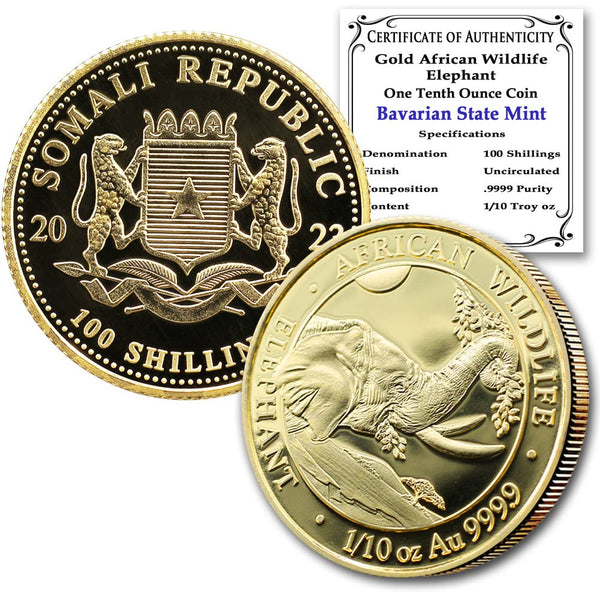 Somalian Gold, Elephant coin, Wildlife Coin,
