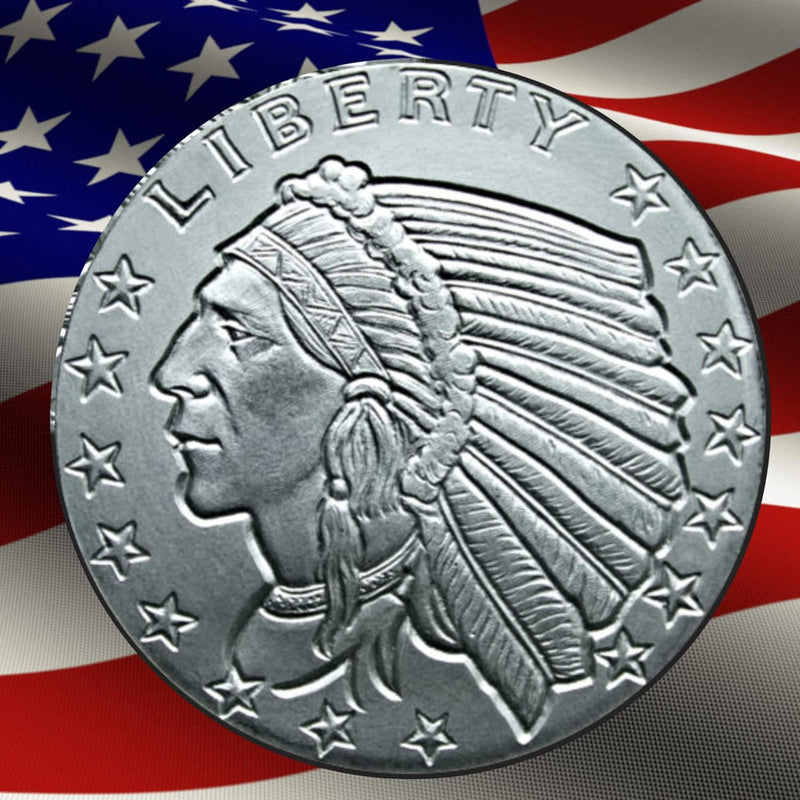 1 Troy Oz. Incuse Indian Authentic Silver Round| Commemorative Piece Made from .999 Fine Silver Made in USA & Includes Free Protective Capsule