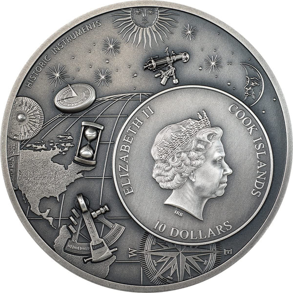 
2023 coin,
ASTROLABE coin,
2 oz coin,
high coin,
relief silver,
relief coin,
antiqued $10,