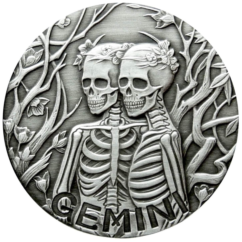 SkullCoins PISCES, Memento coin, Mori Zodiac coin, Antique Finish Silver, memento mori coin, coin memento mori, antique finish silver, memento mori silver coin, antique silver paint, memento vivere coin,