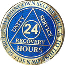 24 Hours AA  Medallion coin, Reflex coin, Blue Gold, blue gold, blue and gold, blue and golden, aa coins, aa medallions, na medallions, recovery chips, na coins, narcotics anonymous medallions, alcoholics anonymous medallions,