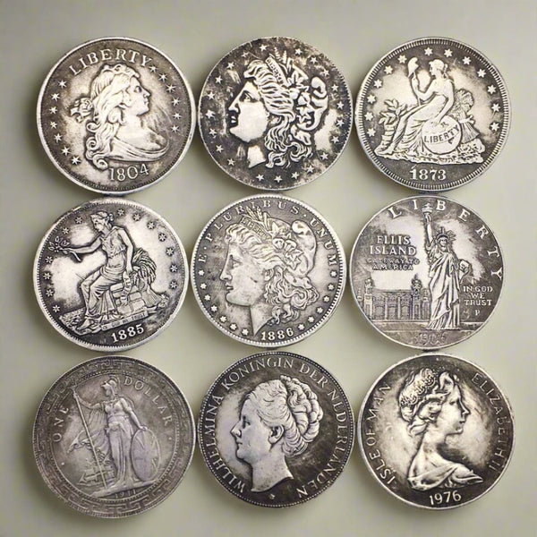 9 PCS USA Morgan Silver Dollar Liberty Coins Set