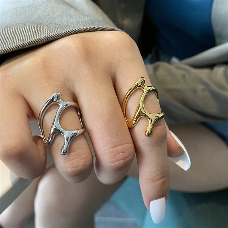 Creative Geometric Irregular Metal Open Ring - Trendy Jewelry for Women & Teens