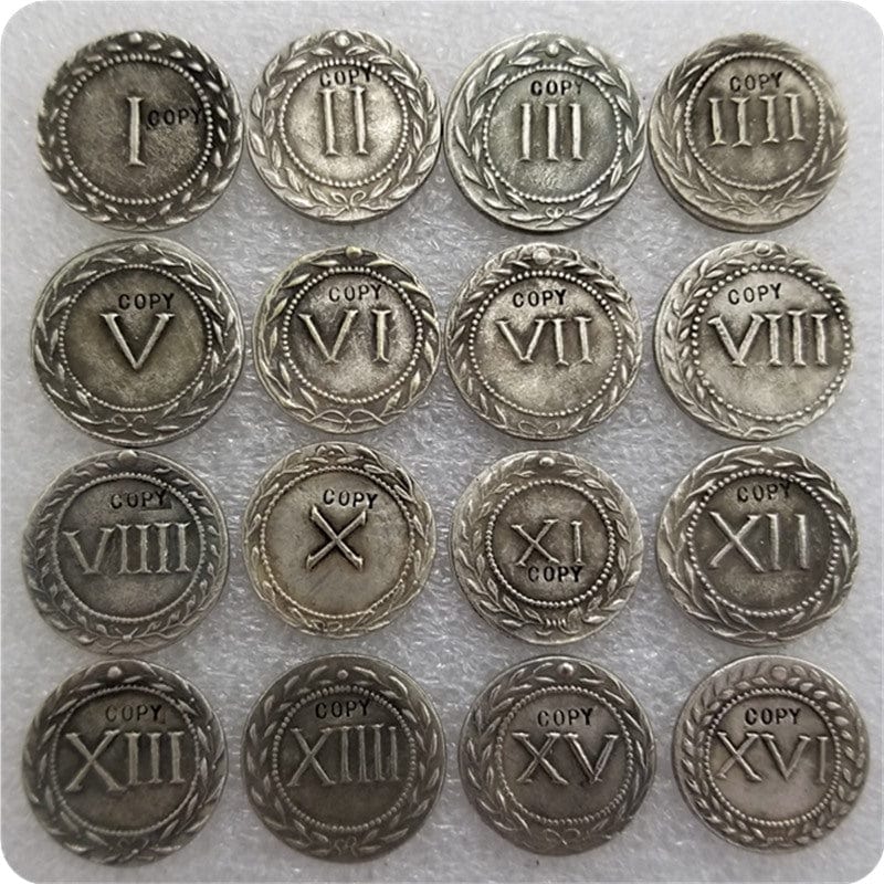 16 Pcs Greek Roman Spintriae Erotic Tokens Coins