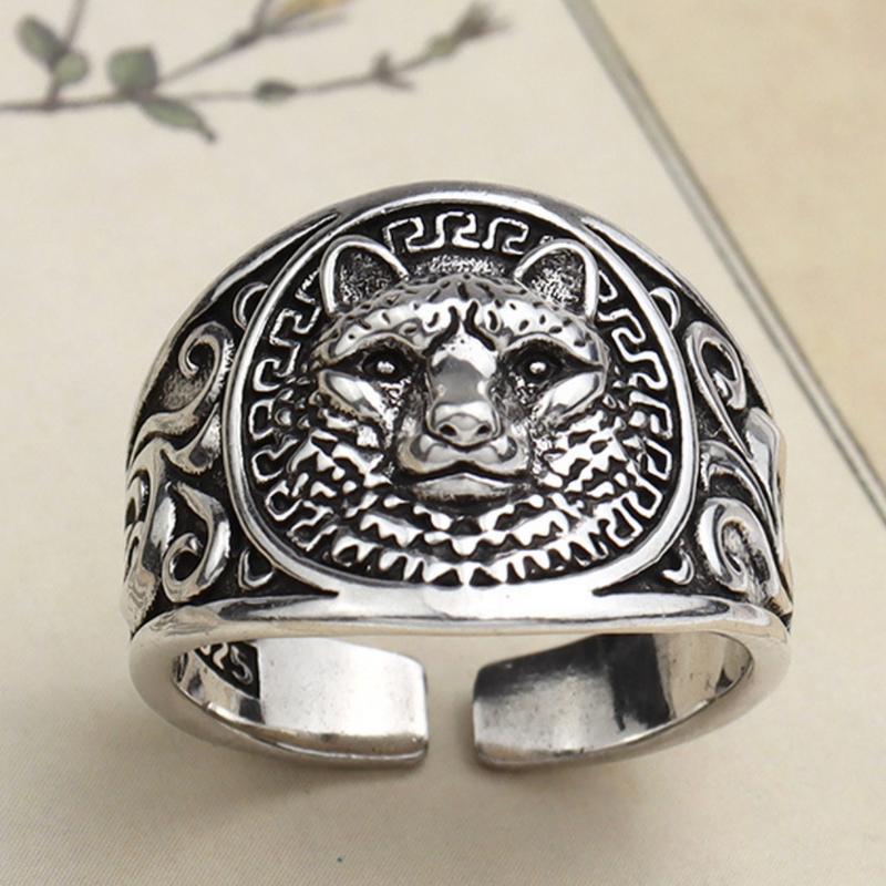 Wolf Ring, mens wolf ring, silver lion ring, wolf mens ring, mens rings wolf, wolf ear rings, wolf and badger rings,