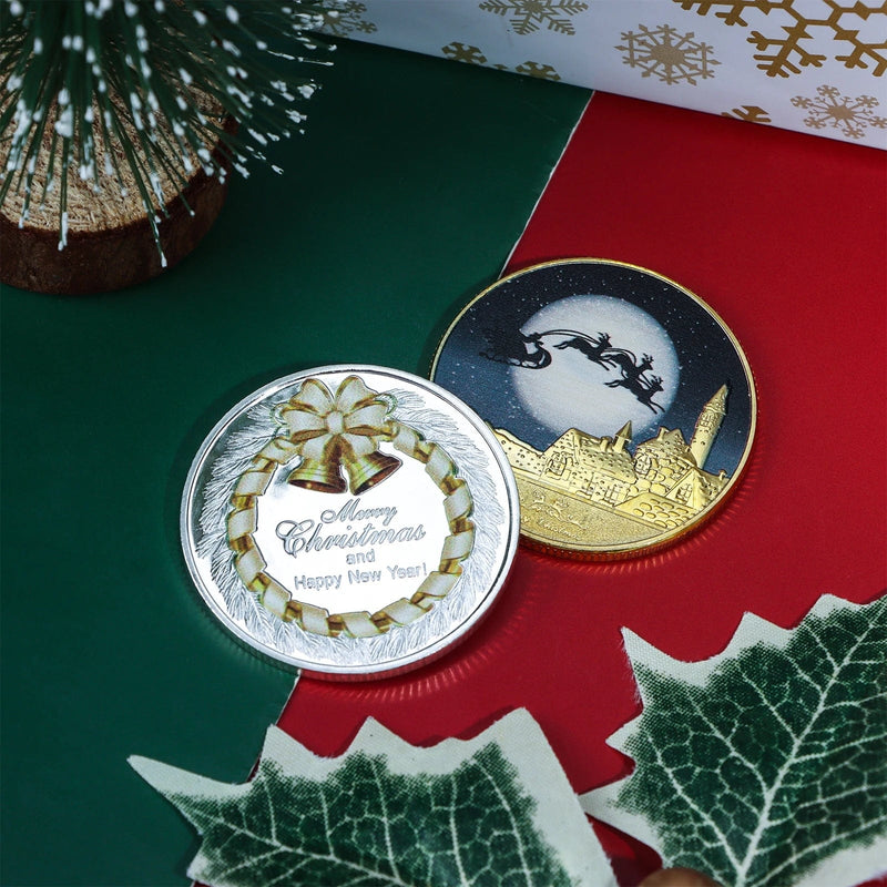 Merry Christmas Santa Claus Coin: Gold-Plated Silver Souvenir for Collectors