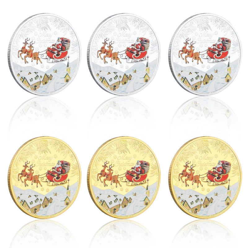 Merry Christmas Santa Claus Coin: Gold-Plated Silver Souvenir for Collectors