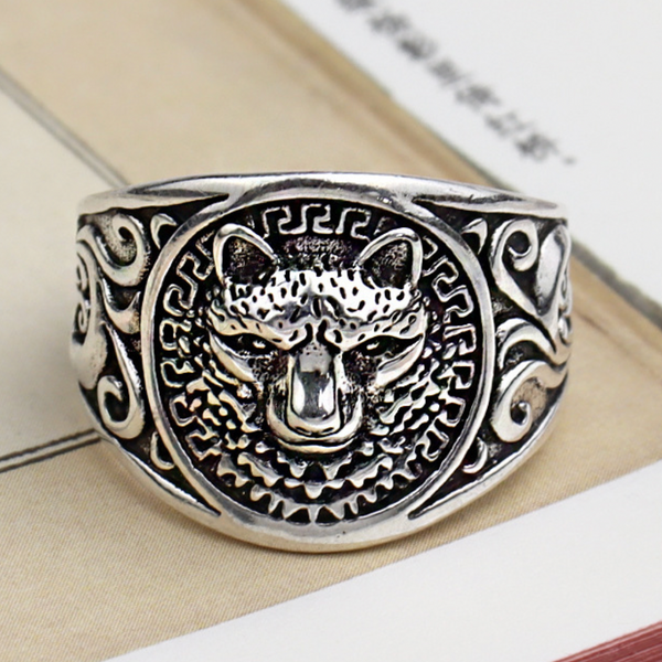 Wolf Ring, mens wolf ring, silver lion ring, wolf mens ring, mens rings wolf, wolf ear rings, wolf and badger rings,