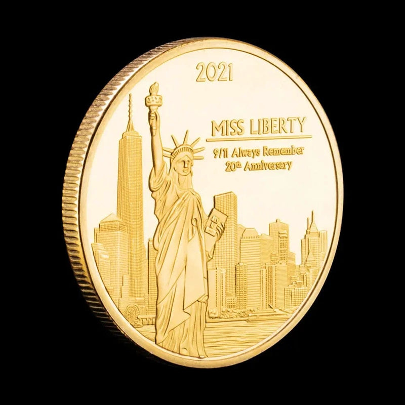 2021 US Statue of Liberty Golden Plated Coin - Never Forget Coin Collection