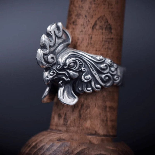 Rooster Ring, Thai Ring, Animals Ring, cat ear rings, ring snake, leopard cartier ring, elephant ring hair, ring elephant hair, ring with snake, frog ring, dog ring,