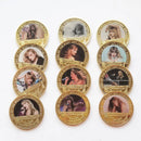 12Pcs Ameriacan Singer Tay-lor  Foil Commemorative Coins One of The Most Influential Singers Coins