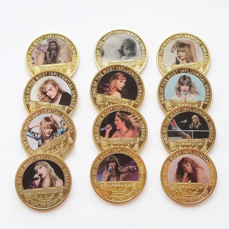 12Pcs Ameriacan Singer Tay-lor Gold Foil Commemorative Coins One of The Most Influential Singers Coins