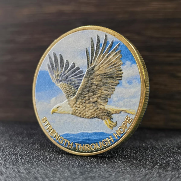 Christian Eagle Soar Challenge Coin - Strength Through Hope, Inspirational AA Sobriety Chip