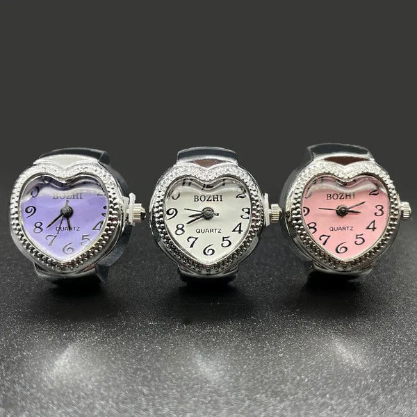 Heart Shape Clock Ring - Quartz Watch Jewelry for Couples