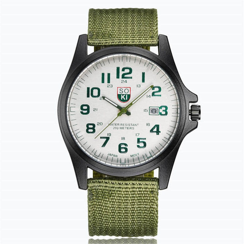 Automatic Green Watch Fashion Couple Nylon Strap Analog Quartz