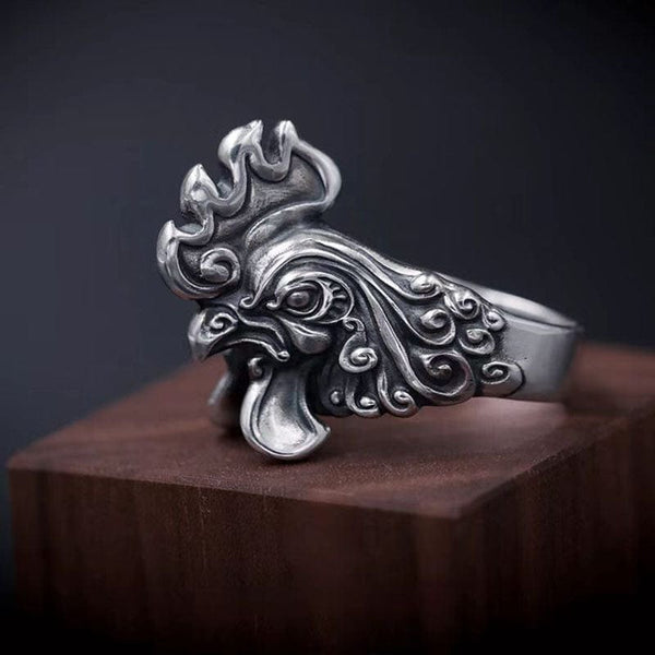 Rooster Ring, Thai Ring, Animals Ring, cat ear rings, ring snake, leopard cartier ring, elephant ring hair, ring elephant hair, ring with snake, frog ring, dog ring,