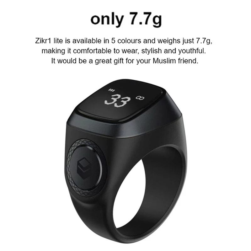 Qibla Smart Ring: Digital Tasbeeh, Prayer Alerts, Waterproof Bluetooth Design