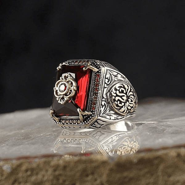 Turkish Ring,
Signet Ring,
Ancient Silver, 
Eagle Ring,
Inlaid Ring,
Red Ring,
Zircon Ring,
Punk Ring,
Motor Ring,
Biker Ring,