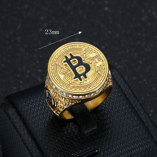 Halloween Bitcoin Ring - Chunky Gold Cool Ring for Costume & Party
