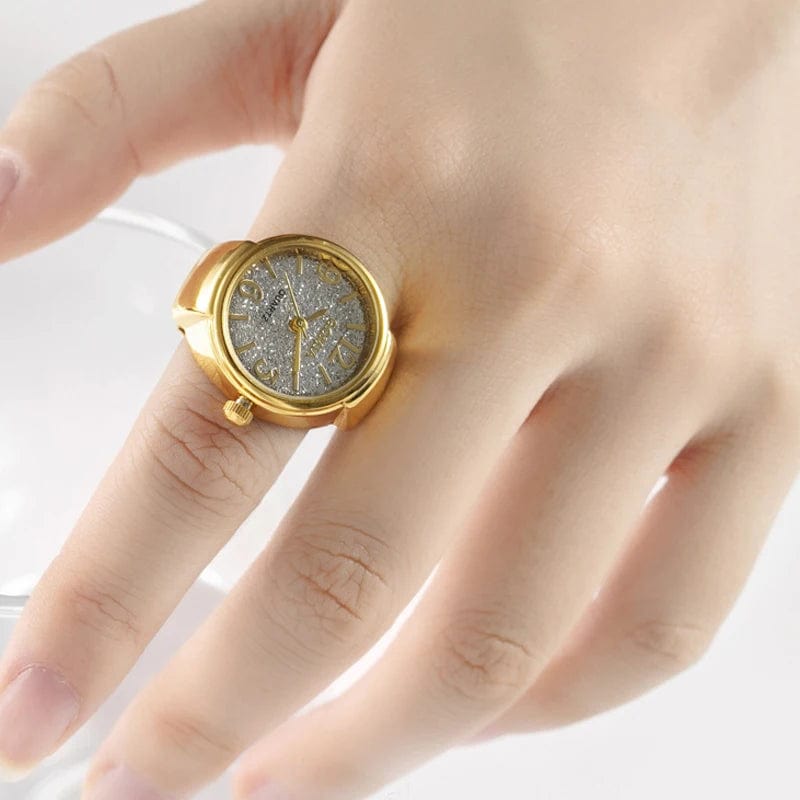 Mini Finger Watch - Retro Roman Quartz Ring with Elastic Strap