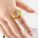Retro Quartz Watch Ring - Mini Alloy Clock with Elastic Strap Jewelry