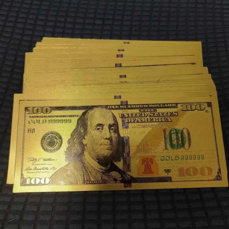 100 Pcs 100 Dollar New Note - USD 24k Gold Foil Bnaknote Dollar Bills Fake Money