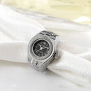 Sleek Steel Finger Ring Watch - Round Dial Quartz Mini Leopard Tiger Pattern