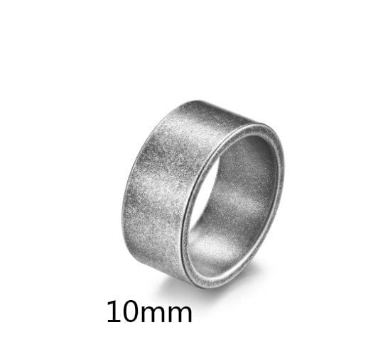 Stainless Steel Ancient Silver Ring - Retro Vintage Round Ring - Viking Ring