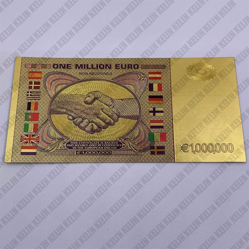 European Banknote,
Gold Banknote,
Foil Banknote, 
One Banknote,
Million Banknote,
Euro Banknote,
Currency Banknote,