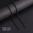 Skyrim Fashion 60cm Long Box Chain  Cuban Chains For Men Stainless Steel Black