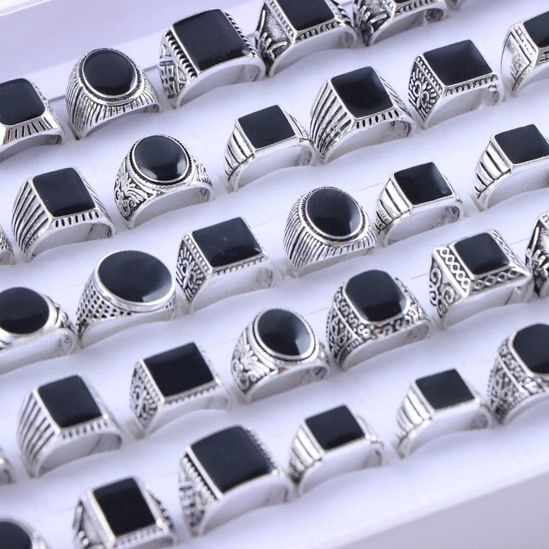 10Pcs/Lot Fashion Punk Vintage Geometry Metal Rings For Men Women Retro Gothic Finger